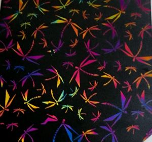 90 Pre Made Etched Pattern #100 Origami Dragonflies, Fusion RB2 Dichroic on Thin Black Glass