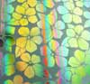 90 Pre Made Etched Pattern #159 Round Plumeria, Tropical Rays 2" Dichroic on Thin Clear Glass