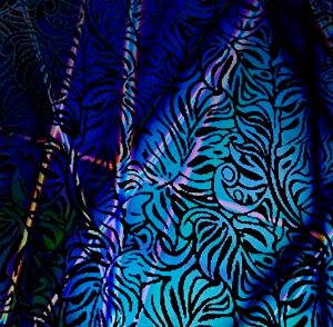 90 Pre Made Etched Pattern #178 Philodendron, Pixie Stix Mixture Dichroic on Thin Black Glass