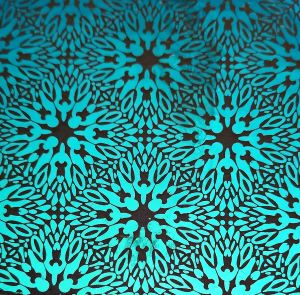 96 Pre Made Etched Pattern #046 Starburst, P-Teal Dichroic on Thin Clear Glass