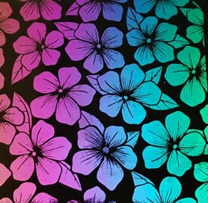 96 Pre Made Etched Pattern #159 Plumeria, RB2 Dichroic on Thin Black Glass