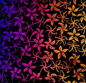 96 Pre Made Etched Pattern #207 Pointed Plumeria, RBD G-Magenta Blue Dichroic on Thin Black Glass
