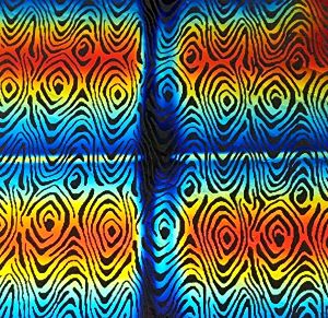 96 Pre Made Etched Pattern #117 Small Zebra, RBC Candy Dichroic on Thin Black Glass