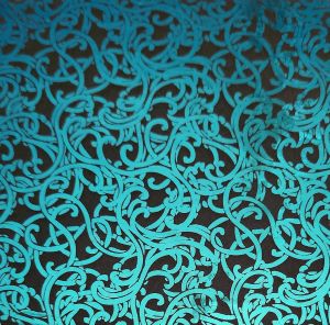 96 Pre Made Etched Pattern #147 Nouveau Curls, Pink Teal Dichroic on Thin Clear Glass