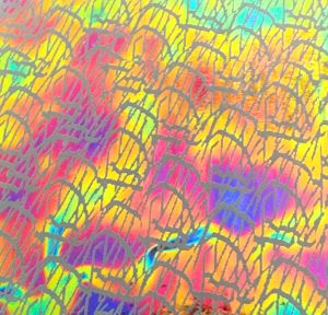 90 Pre Etched Pattern #001 Doodles, Fusion G-Magenta Blue CBS Dichroic on Clear Glass