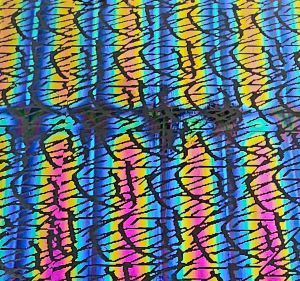 90 Pre Made Etched Pattern #001 Doodles, RBA G-Magenta Blue CBS Dichroic on Thin Black Glass