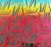 90 Pre Made Etched Pattern #020 Art Deco Sunburst, RBD Candy CBS Dichroic on Thin Black  Glass