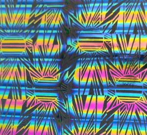 90 Pre Made Etched Pattern #020 Art Deco Sunburst, RBA G-Magenta Blue Thin Black Glass