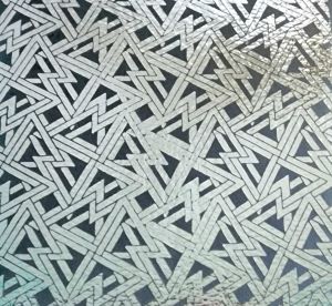 90 Pre Made Etched Pattern #039 Deco Triangle, R-Silver CBS Dichroic on Thin Steel Glass