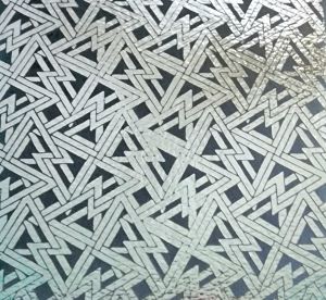 90 Pre Made Etched Pattern #039 Deco Triangle, Silver Dichroic on Thin Steel Glass