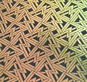 90 Pre Made Etched Pattern #039 Deco Triangle, Mixture CBS Dichroic on Thin Black Glass