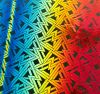 90 Pre Made Etched Pattern #039 Deco Triangle, RBD Candy CBS Dichroic on Thin Black Glass