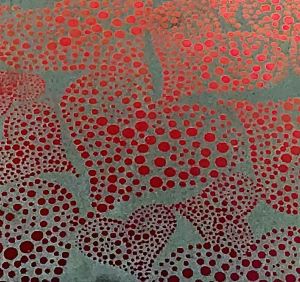 90 Pre Made Etched Pattern #161 Mosaic Hearts, Candy CBS Dichroic on Vintage FX Black Glass