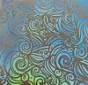 90 Pre Made Etched Pattern #163 Mermaid Curls, Aurora Borealis Blue Gold CBS Dichroic on Vintage Uroboros FX Thin Clear Glass