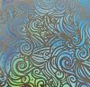 90 Pre Made Etched Pattern #163 Mermaid Curls, Aurora Borealis Blue Gold Dichroic on Vintage Uroboros FX Thin Clear Glass