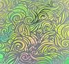 90 Pre Made Etched Pattern #163 Mermaid Curls, Aurora Borealis G-Pink CBS Dichroic on Vintage  FX Thin Clear Glass