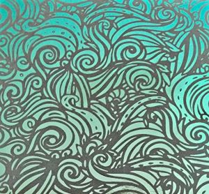 90 Pre Made Etched Pattern #163 Mermaid Curls, R-Silver Blue Dichroic on Thin Clear Glass