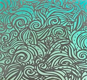 90 Pre Made Etched Pattern #163 Mermaid Curls, R-Silver Blue CBS Dichroic on Thin Clear Glass