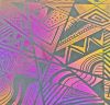 90 Pre Made Etched Pattern #169 Geometric Patchwork, Aurora Borealis G-Magenta CBS Dichroic on Vintage Uroboros FX Thin Clear Glass