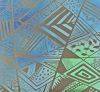 90 Pre Made Etched Pattern #169 Geometric Patchwork, Aurora Borealis P-Teal Dichroic on Vintage Uroboros FX Thin Clear Glass