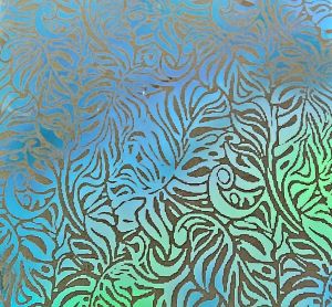 90 Pre Made Etched Pattern #178 Philodendron, Aurora Borealis Pink Teal CBS Dichroic on Vintage  FX Thin Clear Glass