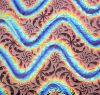 90 Sand Carved Pattern #186 Pinwheels, Twizzle Candy CBS Dichroic on Brick Red Glass