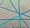 90 Sand Carved Pattern #197 School of Fish, Pixie Stix Salmon CBS Dichroic on Lt Aqua Glass