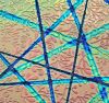 90 Sand Carved Pattern #198 Seaweed 1, Pixie Stix Salmon CBS Dichroic on Gray OP Glass