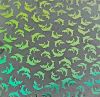 90 Pre Made Etched Pattern #203 Dolphins,  RB2 CBS Dichroic on Vintage Uroboros FX Thin Clear Glass