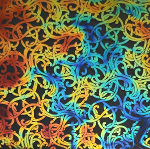 96 Pre Made Etched Pattern #147 Nouveau Curls, Fusion Candy CBS Dichroic on Thin Clear Glass