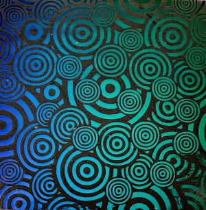 90 Pre Made Etched Pattern #148 Psycho Circles, Mixture CBS Dichroic on Thin Clear Glass