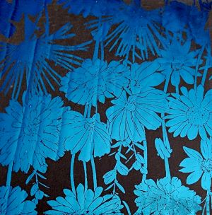 90 Pre Made Etched Pattern #168 Flower Garden 1, Y-Blue CBS Dichroic on Thin Clear Glass