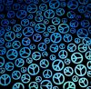 90 Pre Made Etched Pattern #170 Peace, Aurora Borealis P-Teal CBS Dichroic on Thin Black Glass