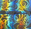 90 Pre Made Etched Pattern #192 Cell Slide, RBB Candy Dichroic on Thin Black Glass