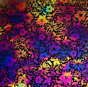 90 Pre Made Etched Pattern #224 Pointsettia, Aurora Borealis G-Magenta Blue CBS Dichroic on Thin Clear Glass