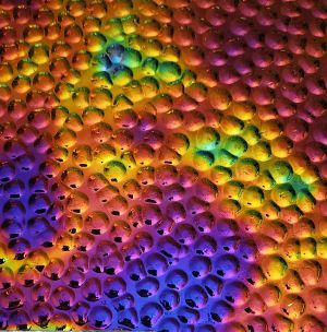 90 Aurora Borealis Green Magenta Blue CBS Dichroic on Hammered Thin Glass