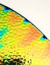 90 (Pie Shaped Corner) Aurora Borealis Salmon CBS Dichroic on Hammered Thin Black Glass