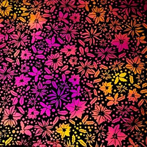 90 Pre Made Etched Pattern #224 Poinsettia, Aurora Borealis G-Magenta CBS Dichroic on Thin Black Glass