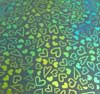 90 Pre Made Etched Pattern #222 Dancing Hearts, Aurora Borealis Cyan Copper Dichroic on Thin Black Glass
