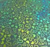 90 Pre Made Etched Pattern #222 Dancing Hearts, Aurora Borealis Cyan Copper Dichroic on Thin Black Glass