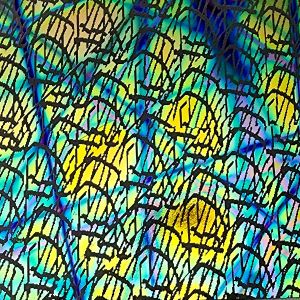 90 Pre Made Etched Pattern #001 Doodles, Pixie Stix Cyan Red on FX Thin Clear Glass