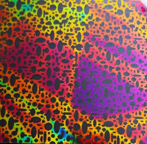 90 Pre Made Etched Pattern #006 Open Ovals, Cool Lava CBS Dichroic on Thin Clear Glass