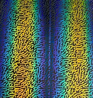 90 Pre Made Etched Pattern #010 Static, RBB Cyan Red CBS Dichroic on Vintage FX Thin Clear Glass