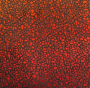 90 Pre Made Etched Pattern #019 Layered Bubbles, Cyan Dark Red CBS Dichroic on Thin Black Glass