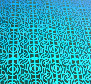 90 Pre Made Etched Pattern #021 Broken Circles, P-Teal Dichroic in Thin Clear Glass
