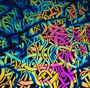 90 Pre Made Etched Pattern #036 Twisted, Fusion RB2 CBS Dichroic on Thin Black Glass