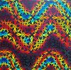 90 Pre Made Etched Pattern #035 Celtic Knots, Twizzle Candy CBS Dichroic on Thin Clear Glass