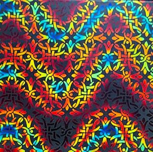 90 Pre Made Etched Pattern #035 Celtic Knots, Twizzle Candy CBS Dichroic on Thin Clear Glass