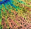 90 Pre Made Etched Pattern #036 Twisted, Voltage Salmon CBS Dichroic on Thin Black Glass