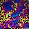 90 Pre Made Etched Pattern #036 Twisted, Fusion G-Magenta Blue CBS Dichroic on Thin Clear Glass